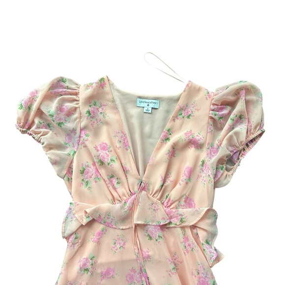 LoveShackFancy for Target Pink floral Short Sleeve Midi Dress Size 0 - Picture 5 of 10